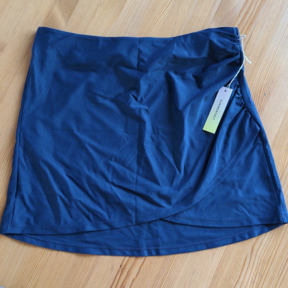 Summersalt Ruched Swim Skirt Blue